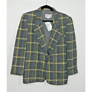 Bagatelle Blazer Size 10 Gray and‎ Yellow Plaid Vintage